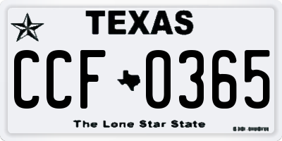 TX license plate CCF0365