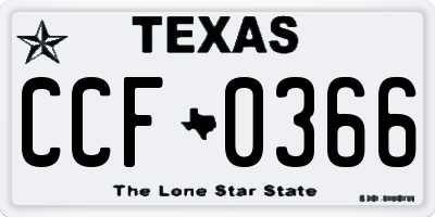 TX license plate CCF0366