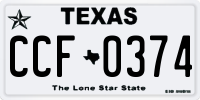 TX license plate CCF0374