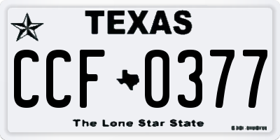 TX license plate CCF0377