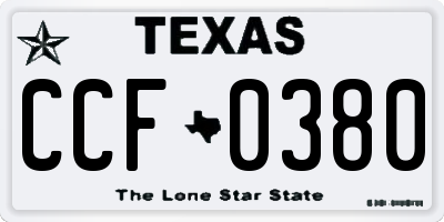 TX license plate CCF0380