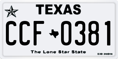 TX license plate CCF0381