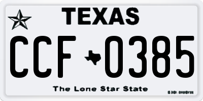 TX license plate CCF0385
