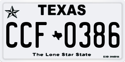 TX license plate CCF0386