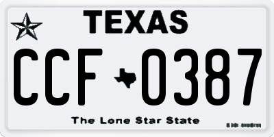 TX license plate CCF0387