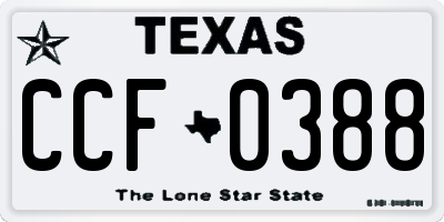 TX license plate CCF0388