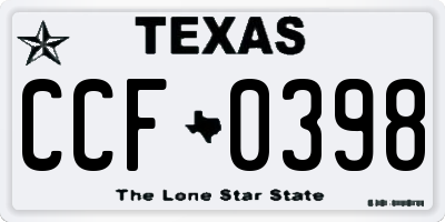 TX license plate CCF0398