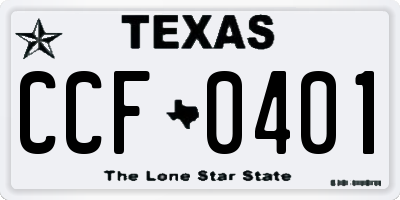 TX license plate CCF0401