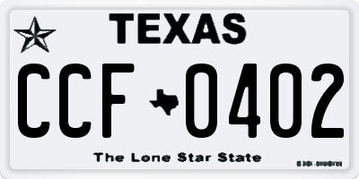 TX license plate CCF0402
