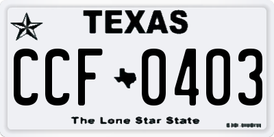 TX license plate CCF0403