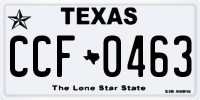TX license plate CCF0463