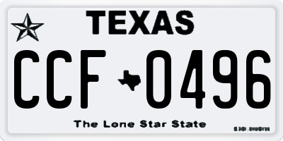TX license plate CCF0496