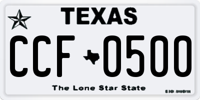 TX license plate CCF0500