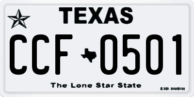 TX license plate CCF0501