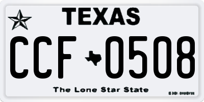 TX license plate CCF0508