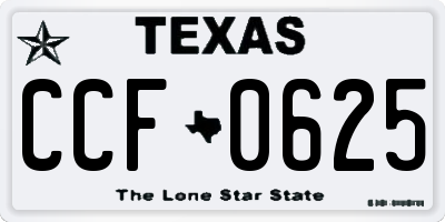 TX license plate CCF0625