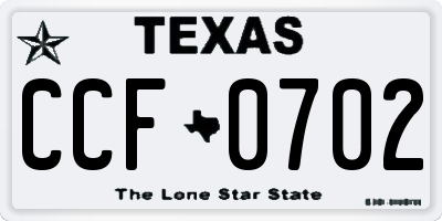 TX license plate CCF0702