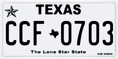 TX license plate CCF0703