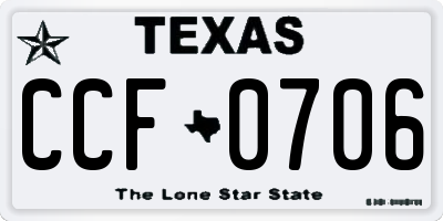 TX license plate CCF0706