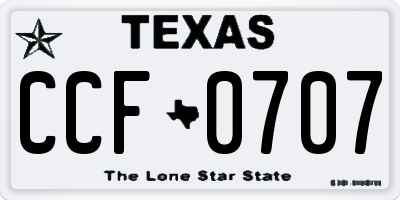 TX license plate CCF0707