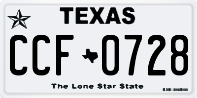 TX license plate CCF0728