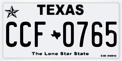 TX license plate CCF0765
