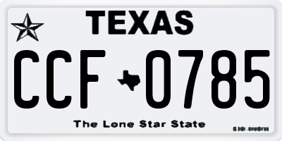 TX license plate CCF0785