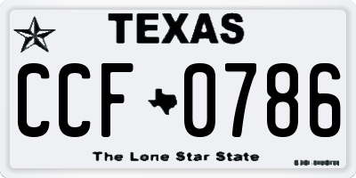 TX license plate CCF0786