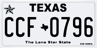 TX license plate CCF0796
