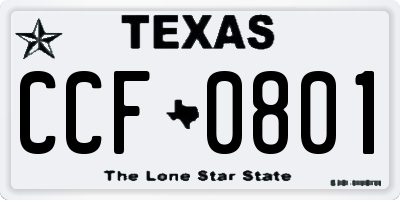 TX license plate CCF0801