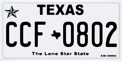 TX license plate CCF0802