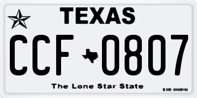 TX license plate CCF0807