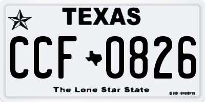 TX license plate CCF0826