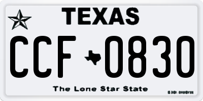 TX license plate CCF0830