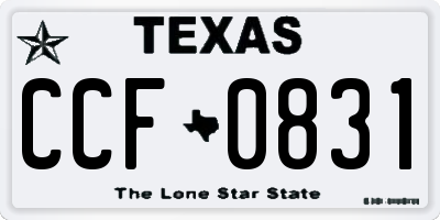 TX license plate CCF0831