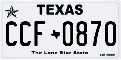 TX license plate CCF0870