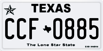 TX license plate CCF0885