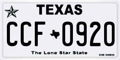 TX license plate CCF0920