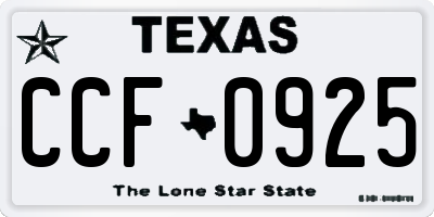 TX license plate CCF0925