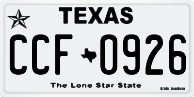 TX license plate CCF0926