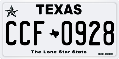TX license plate CCF0928