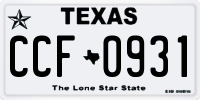 TX license plate CCF0931