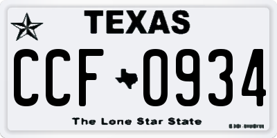 TX license plate CCF0934