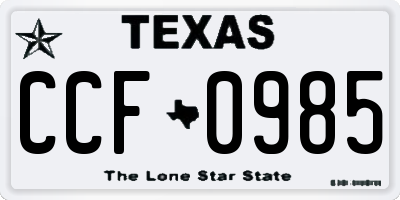 TX license plate CCF0985