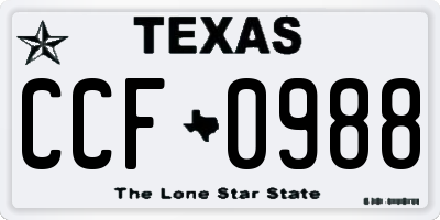 TX license plate CCF0988