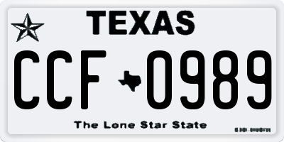 TX license plate CCF0989