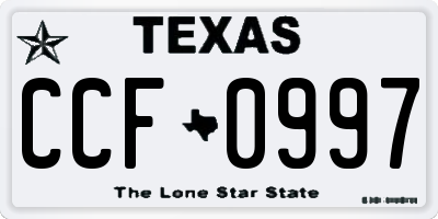TX license plate CCF0997