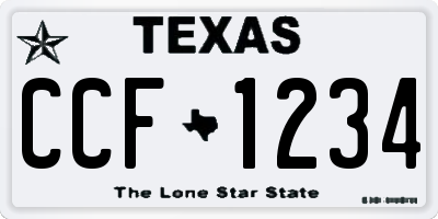 TX license plate CCF1234