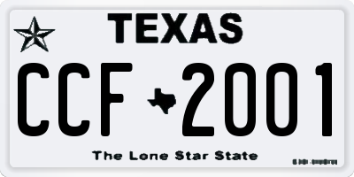 TX license plate CCF2001