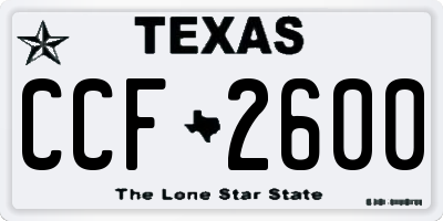 TX license plate CCF2600